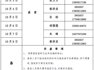 九州·体育(中国)官方网站（滨湖校区）后勤服务与管理处2017年中秋、国庆假期值班表